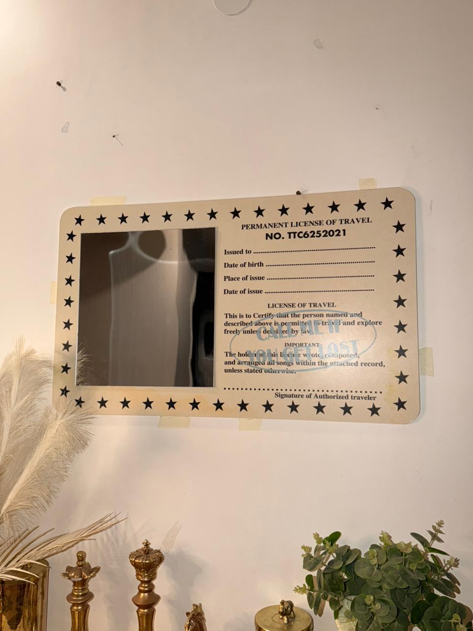 Call Me If You Get Lost" Travel License Mirror – Indie Room Decor