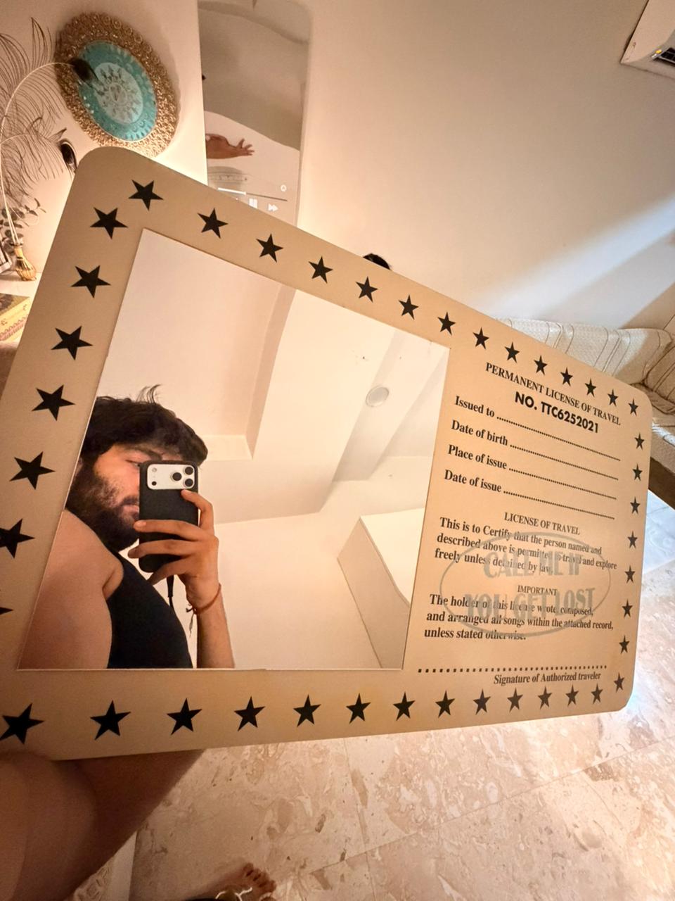 Call Me If You Get Lost" Travel License Mirror – Indie Room Decor
